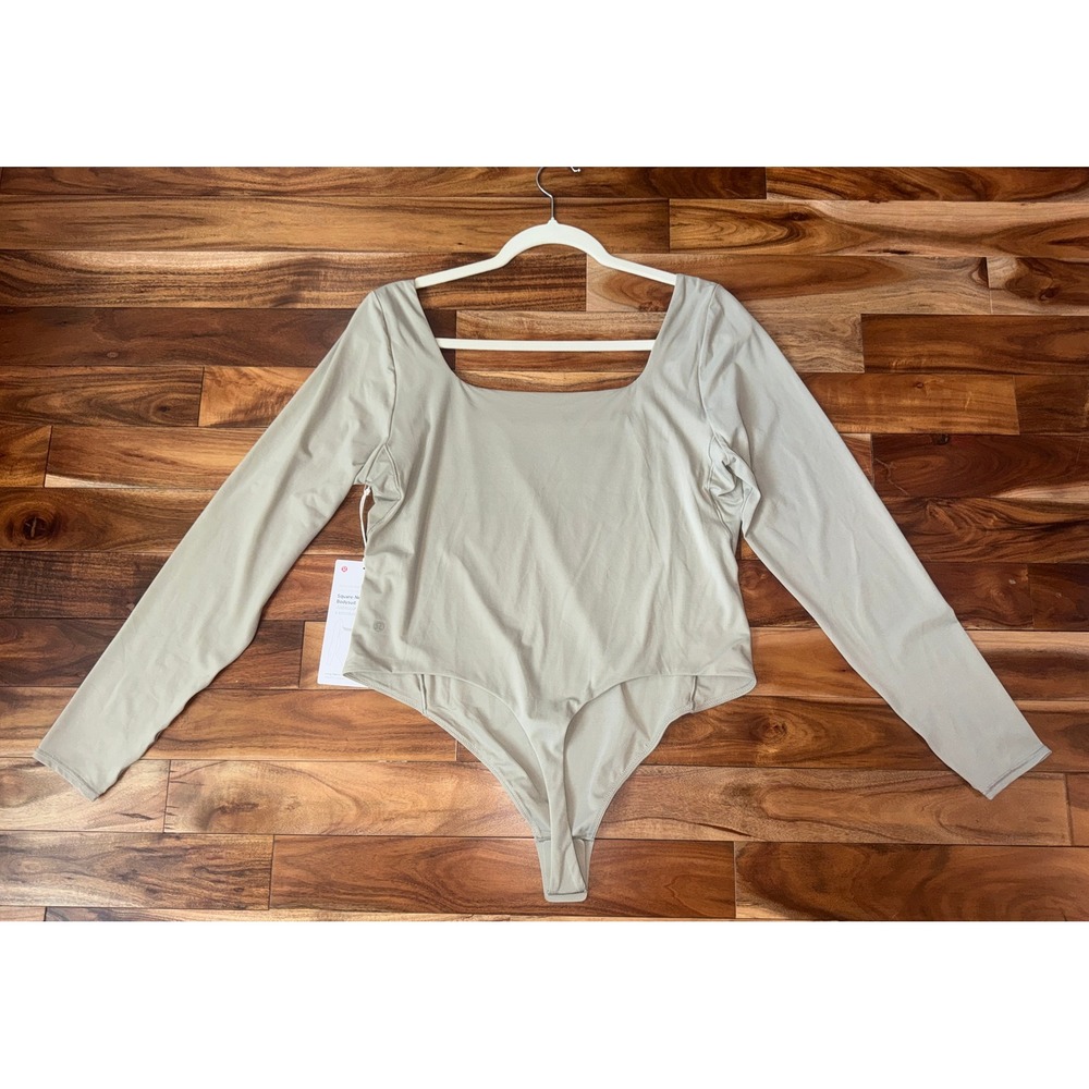 Lululemon Nulu Square-Neck Long-Sleeve Bodysuit Riverstone XL NWT